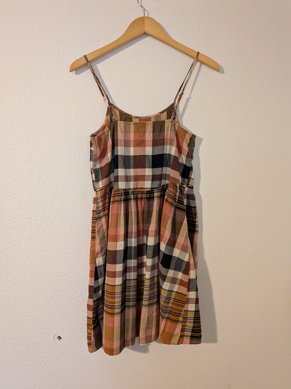Madewell Plaid Mini Sundress in Pink, Tan, Black and White - Picture 4 of 5